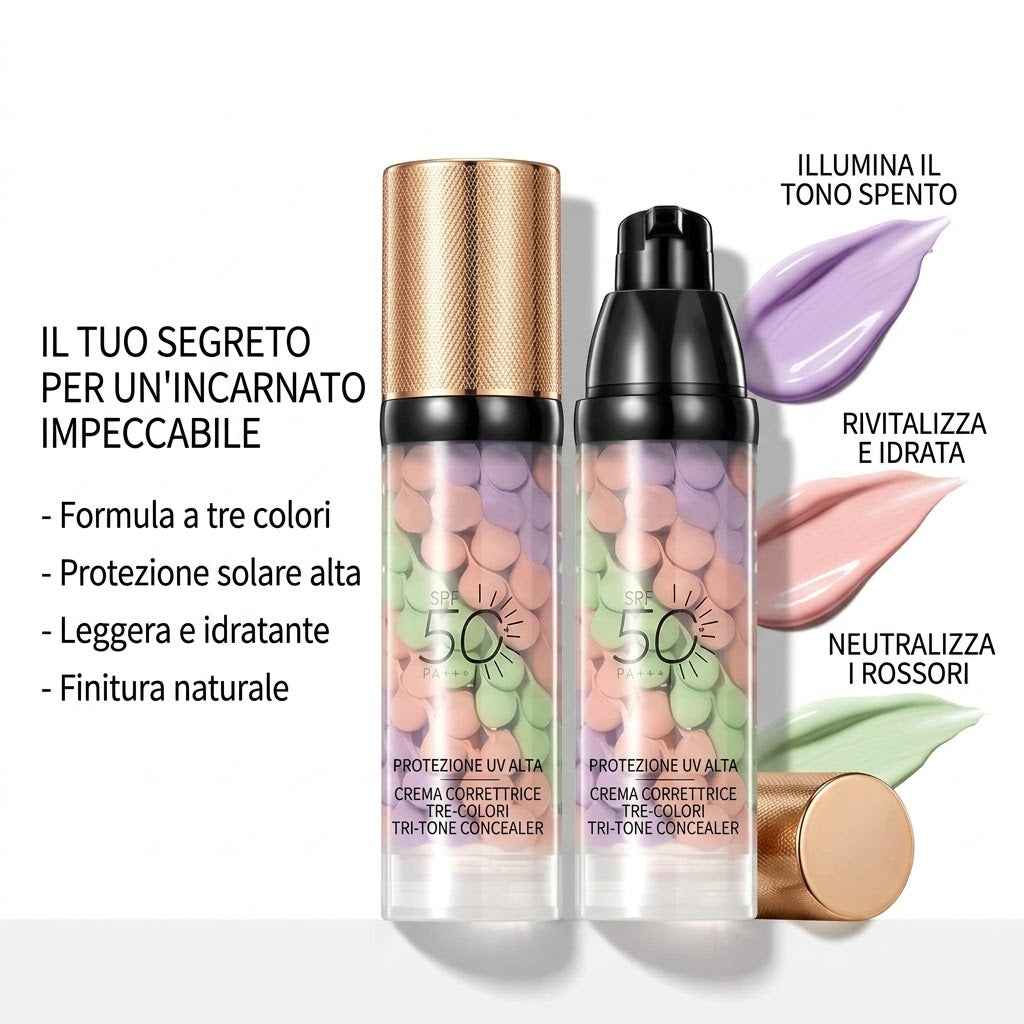 Prime & Protect | Primer, Correttore Tri-Color e Protezione Solare SPF 50+