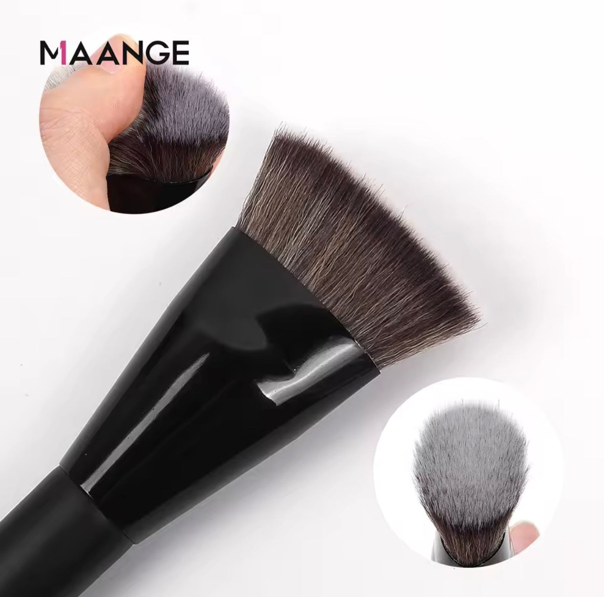 Pennello Fondotinta MAANGE Premium – Testa Piatta per Base Liquida, Crema e Cipria
