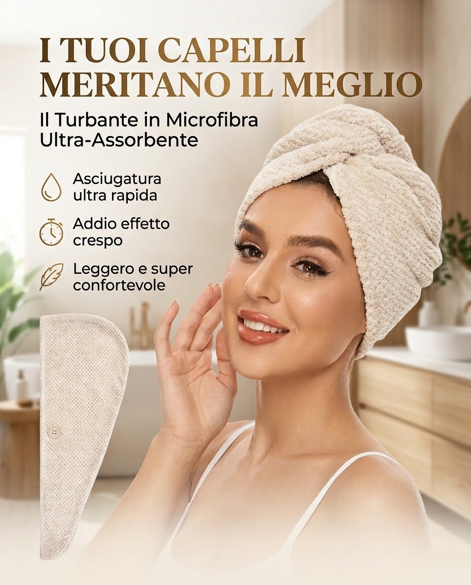 Turbante asciugacapelli in microfibra